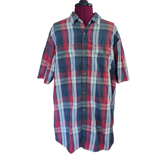 Vans Off The Wall Men's Plaid Shirt - Red and Blue Skater Casual - Picture 1 of 7